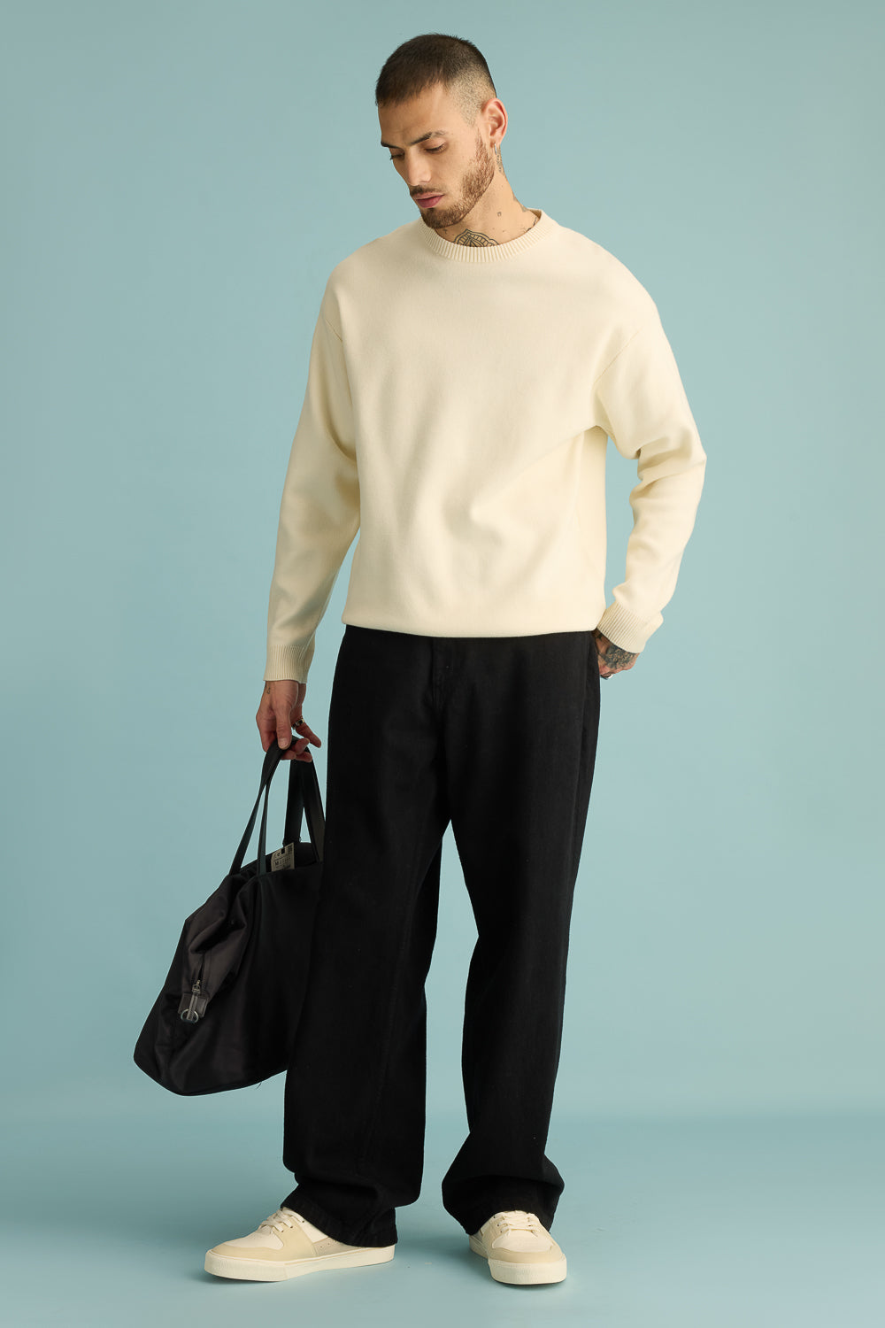 14March_09711-Edit.jpg Spruce Black Minimal Streetwear Baggy Jeans - Image 1