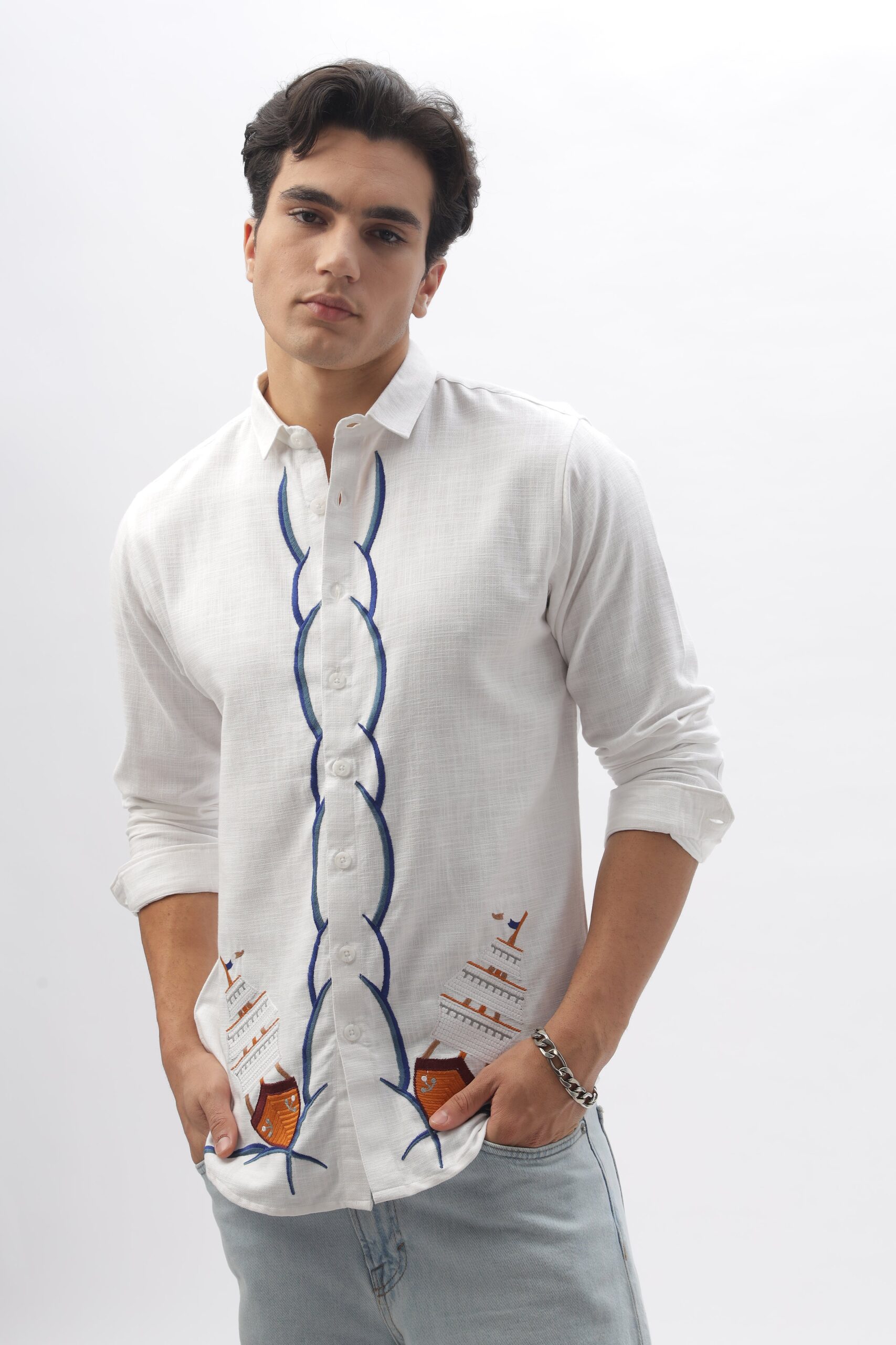 1L9A4289-scaled-1.jpg Brigantines Boat Front & Back White Embroidered Shirt - Image 1
