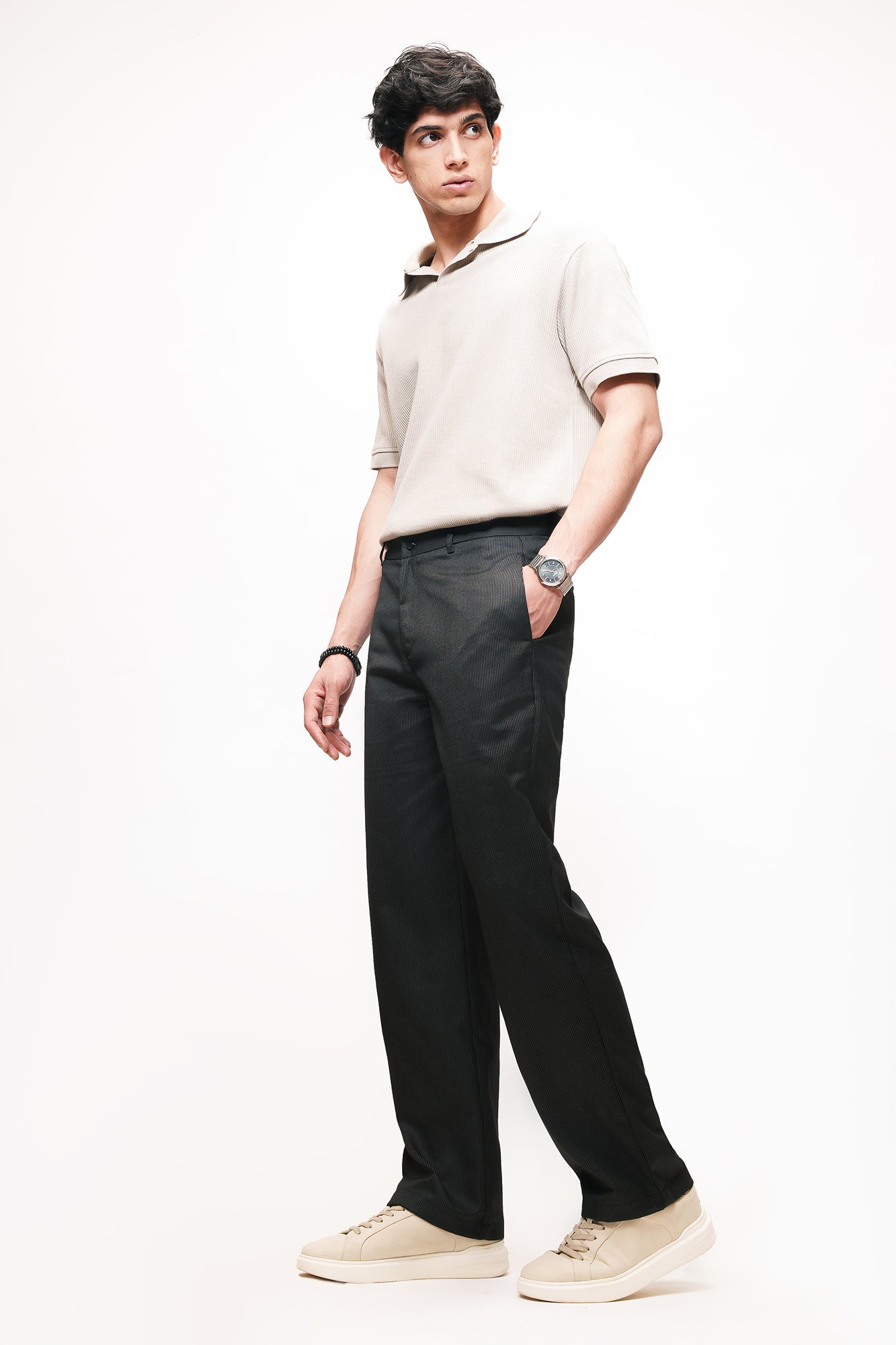 31STSTRETCH0055.jpg Timeless Black Classic Tailored Pinstripe Straight Pants - Image 1