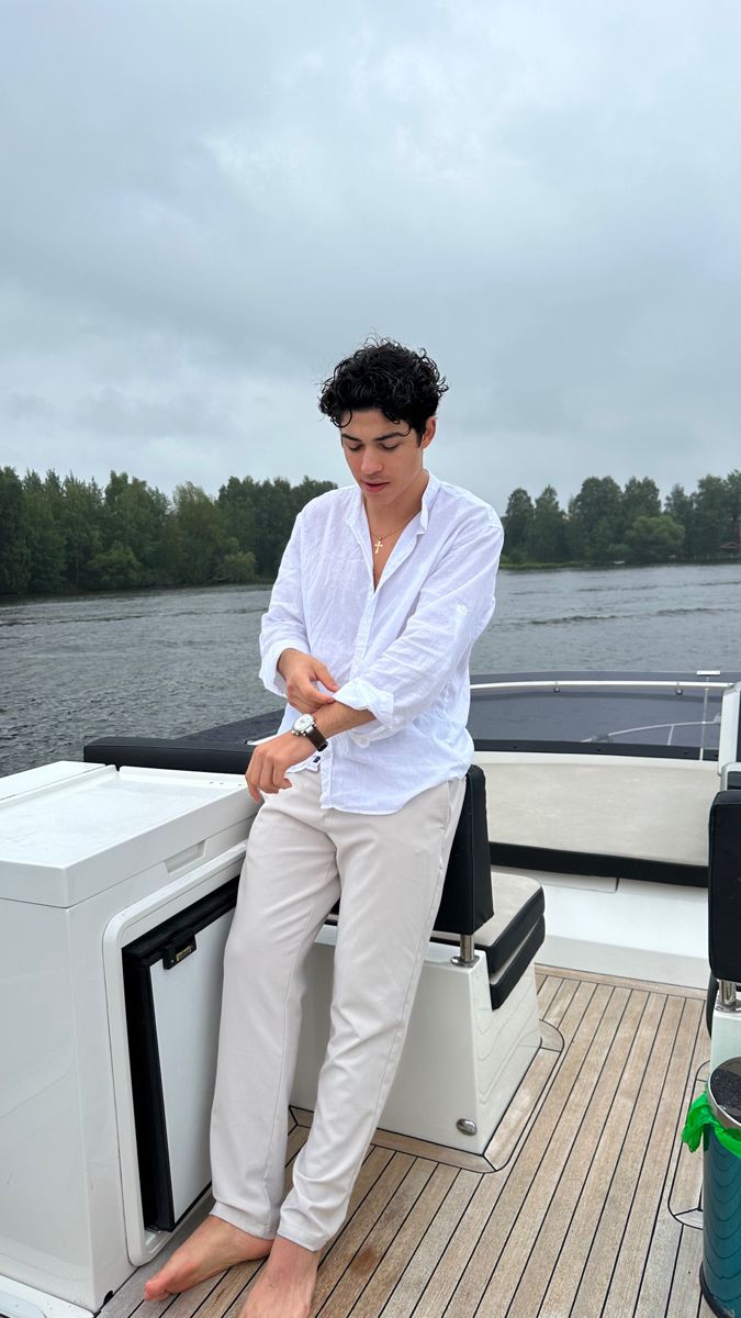 63ced2d266f9f76331113e45a3769671.jpg Old Money Classic Combo Shirt Set in White and Beige Timeless Rich Look Outfit - Image 1