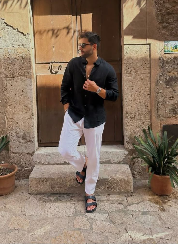 88c82b3e0653c7e444ed41c7d6379683.jpg Old Money Classic Combo Shirt Set in Black and White Stylish Formal Men?s Outfit - Image 1
