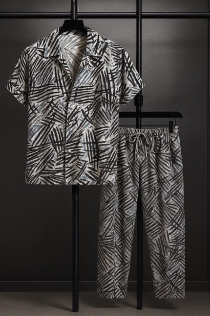 Black Scratch Men’s Casual Half Sleeve Shirt and Trouser Co-ord Set