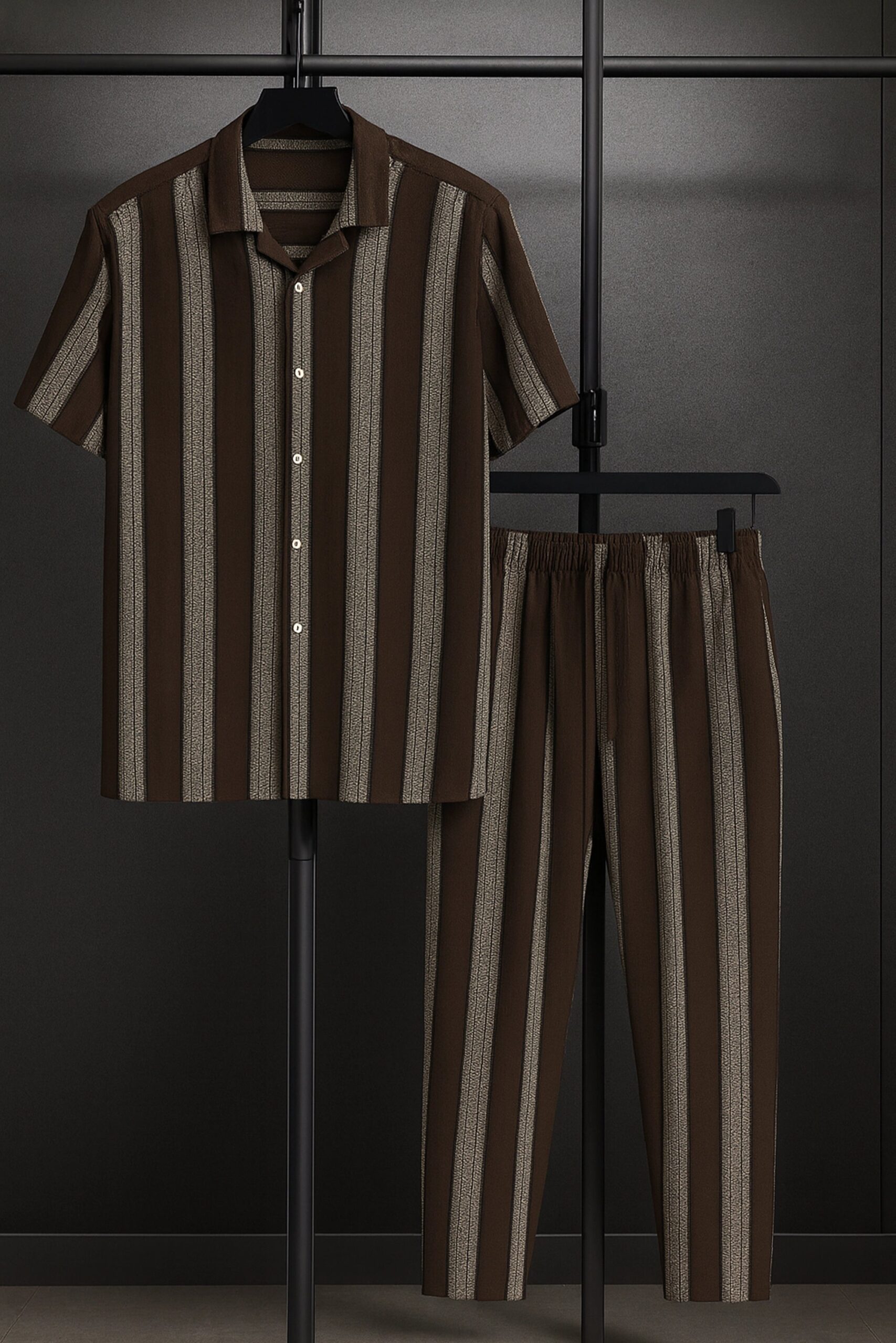CRDS_BROWN_LINE_1-scaled-1.jpg Brown Line Men’s Casual Half Sleeve Shirt and Trouser Co-ord Set - Image 1