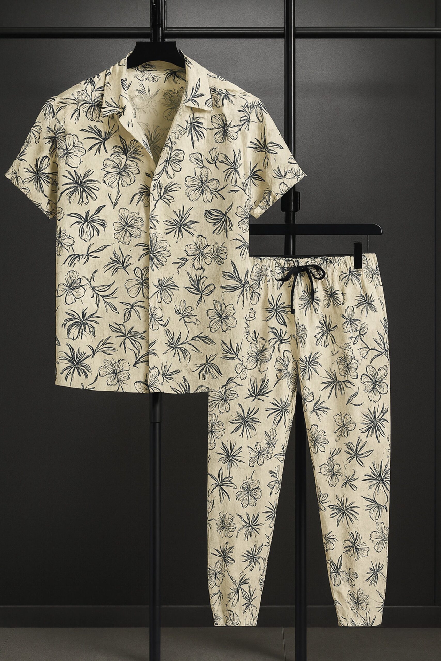 CRDS_YELLOW_MANDALA_1-scaled-1.jpg Yellow Mandala Men’s Casual Half Sleeve Shirt and Trouser Co-ord Set - Image 1