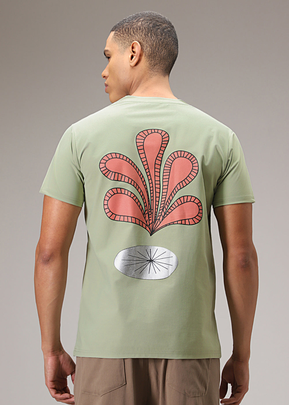 CloverGreenPrintedOversizedT-Shirt.jpg Clover Green Printed Cotton T Shirt - Image 1