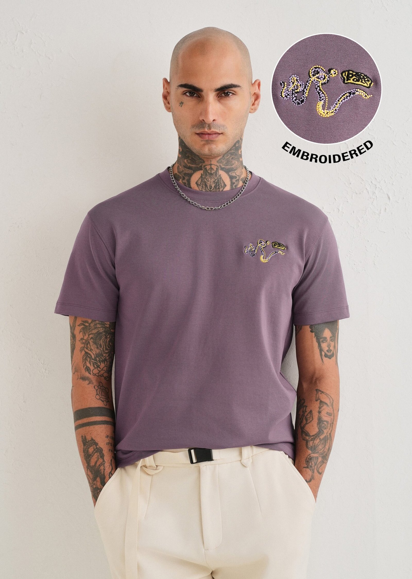 LavenderGraphicPrintedT-shirt-scaled-1.jpg Lavender Graphic Printed Cotton T Shirt - Image 1