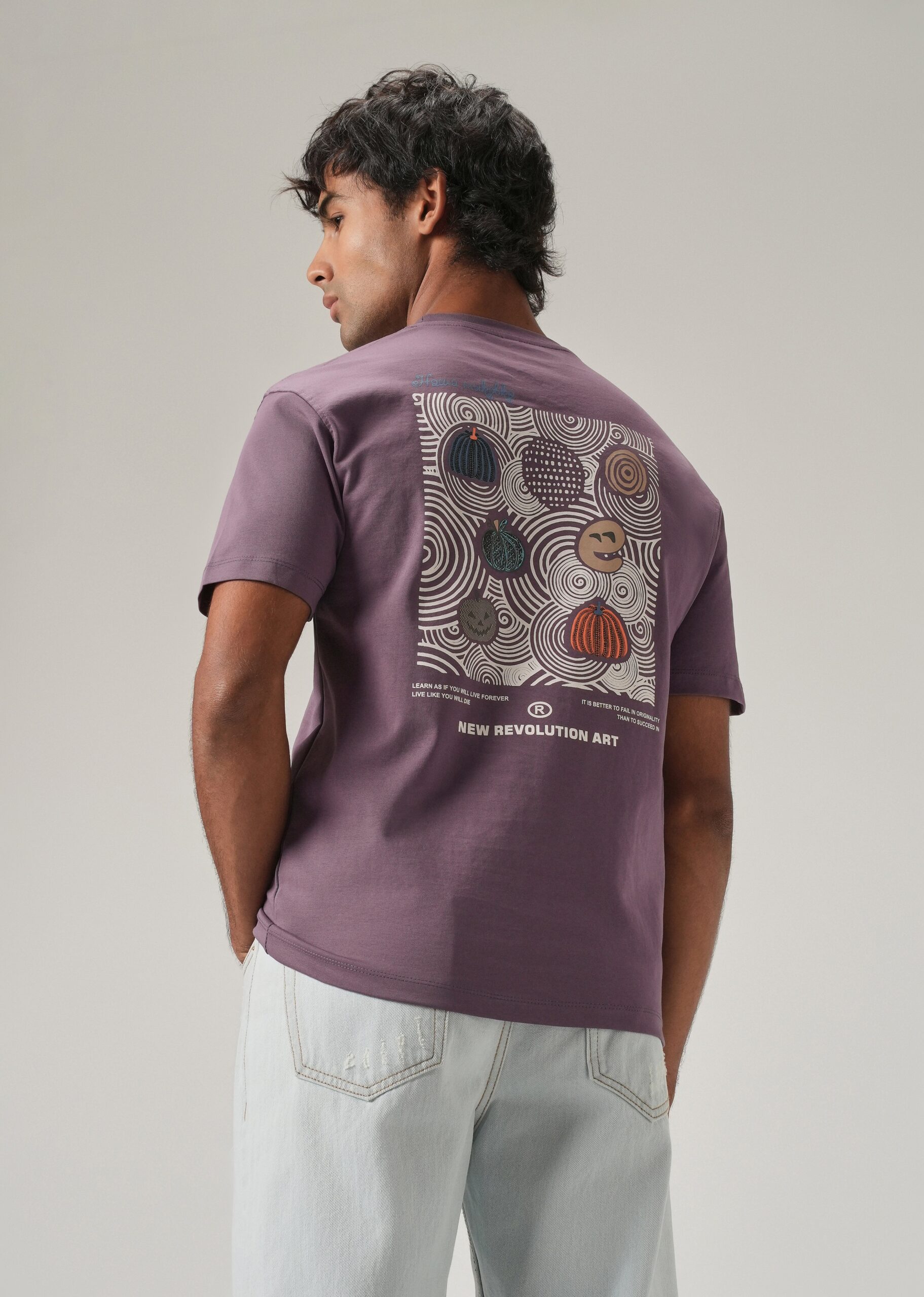 Lavender_Back_Print_Slim_Fit_T-Shirt_6-scaled-1.jpg Lavender Back Print Slim Fit Cotton T Shirt - Image 1
