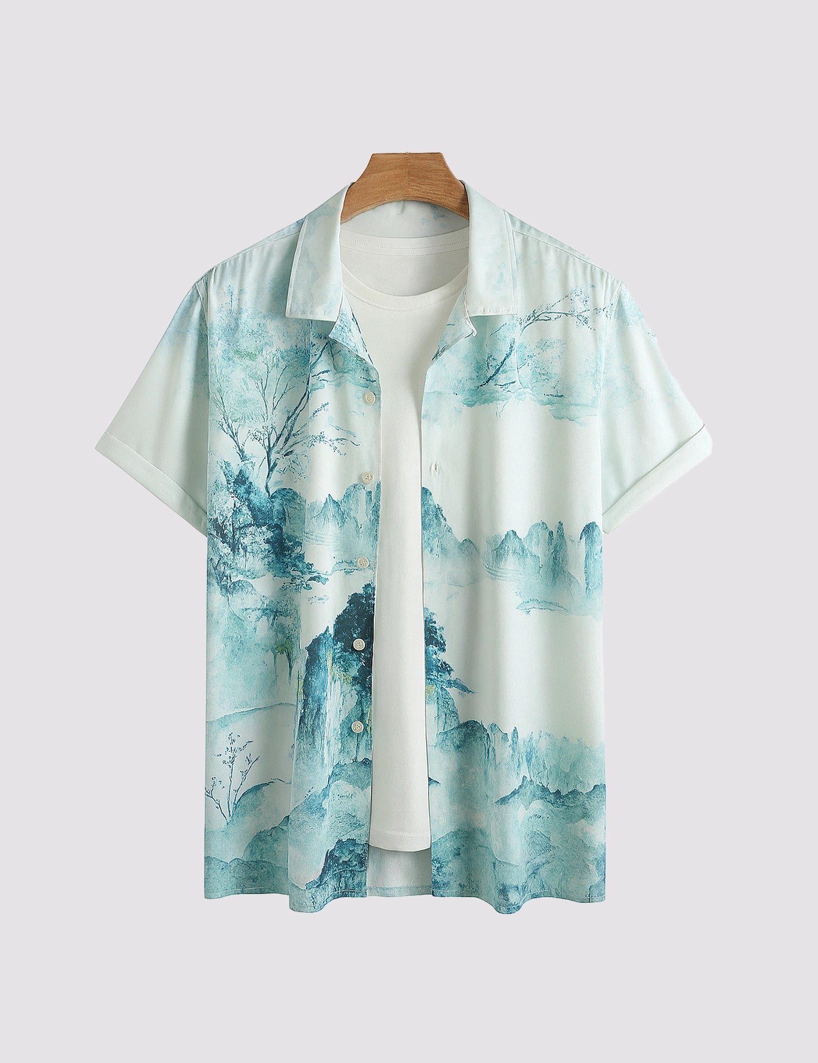 ST_BL_PAINTING_1.jpg Blue Painting Men’s Half Sleeve Casual Printed Shirt - Image 1