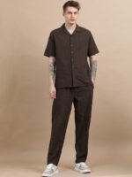 Men Textured Cotton Seersucker Resort Shirt & Trouser Co Ord Set[1] - Image 2