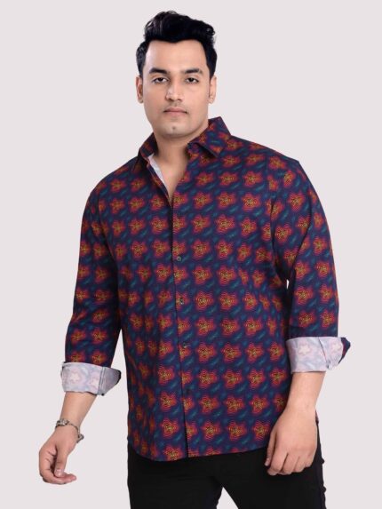 Dazzle Abstract Digital Print Men Plus Size Shirt
