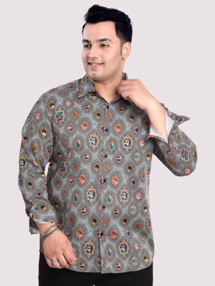 Diamond Saffron Digital Printed Men Plus Size Shirt