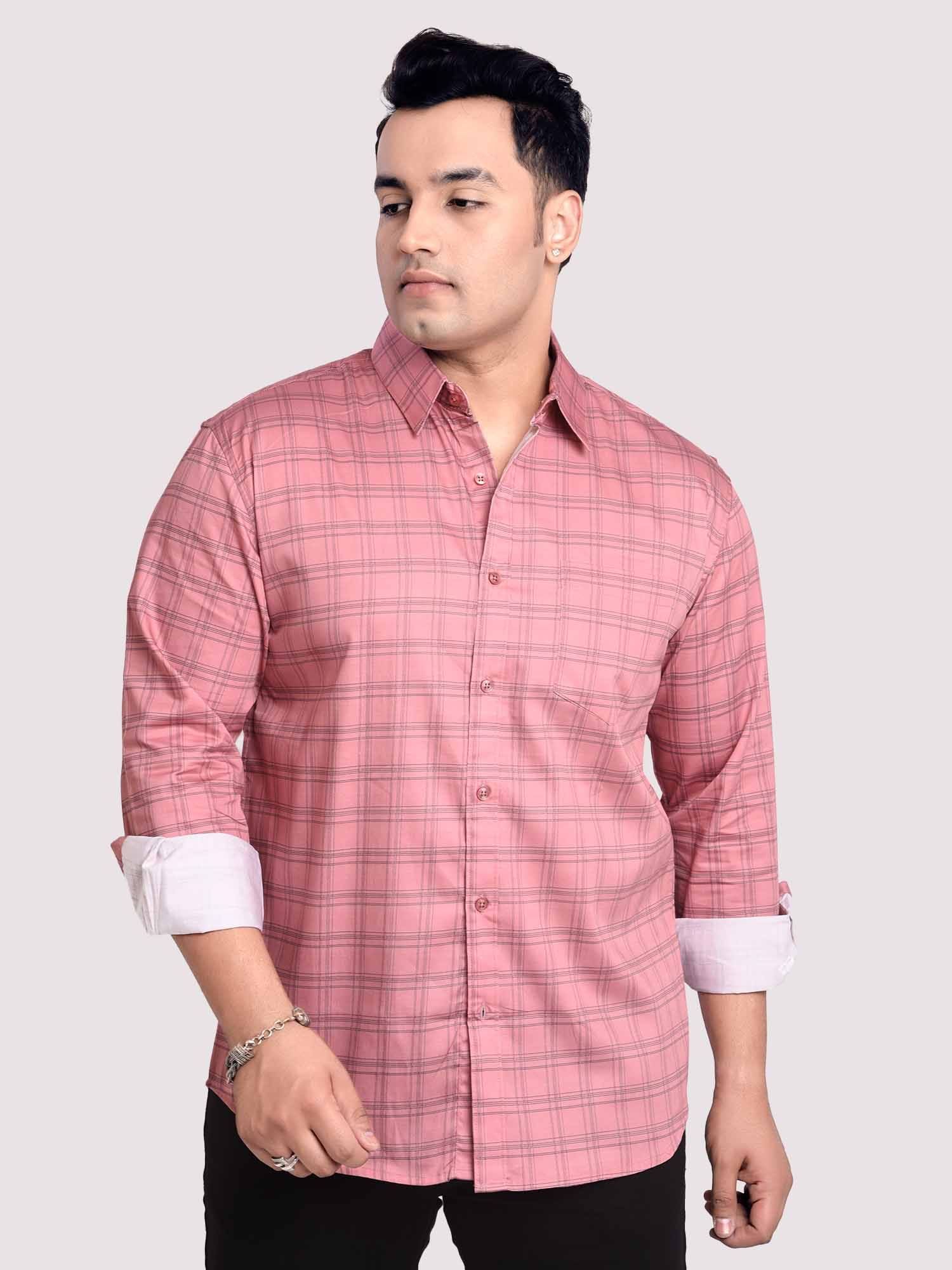 flamingo-checkered-cotton-shirt-men-s-plus-size-guniaa-fashions-1.jpg Classic Checkered Cotton Men Plus Size Full Sleeve Shirt - Image 1