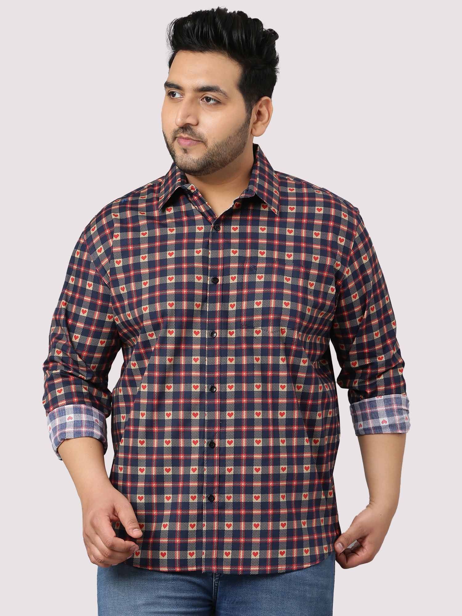 maroon-with-heart-checks-men-s-plus-size-guniaa-fashions-1.jpg Maroon Heart Check Pattern Men Plus Size Shirt - Image 1