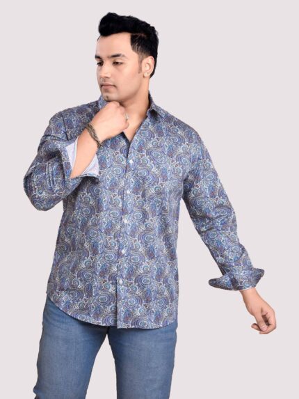 Tiny Paisley Digital Print Men Plus Size Shirt